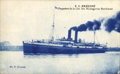 CPA Bateau Paquebot SS Amazone Paquebot de la Cie des Messageries Maritimes 