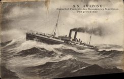 CPA Bateau Paquebot Francais des Messageries Maritimes SS Amazone 