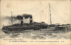 VINTAGE POSTCARD Boat Steamer Mercantile marine Asia as of the Company of the Brought together Chargers