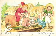 CPA Fantaisie Illustrateur Rob Vel Enfants Porc Cochon