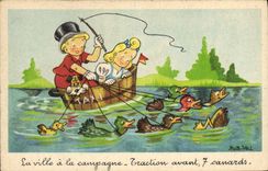 CPA Fantaisie Illustrateur Rob Vel Enfants 7 Canards Canard