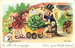 CPA Fantaisie Illustrateur Rob Vel Enfants Chien Coq Chou