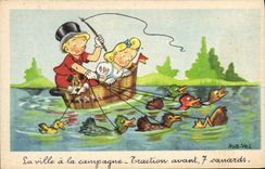 CPA Fantaisie Illustrateur Rob Vel Enfants 7 Canards Canard