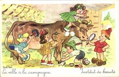 CPA Fantaisie Illustrateur Rob Vel Enfants Vache
