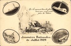 VINTAGE POSTCARD Militaria national Days July 1929 Lorette Douaumont Dormans Old Armand
