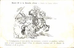 CPA Politique Satirique Henri IV a la bataille d4Ivry Caran d'Ache 