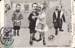CPA Politique Satirique l'invitation a la valse Alphonse XIII Loubet Nicolas II Russie Russia