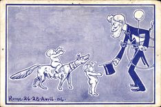 CPA Politique Satirique Rome 24 28 avril 04 Chien Loup Louve Ange 