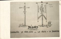 VINTAGE POSTCARD Political Satirist Begard Preparations of Festival God the cross and the banner