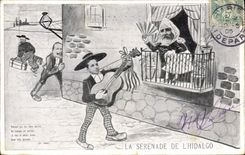 CPA Politique Satirique La serenade de l'Hidalgo Alphonse XIII Loubet