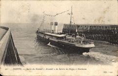 CPA Bateau Dieppe Sortie du steamer Arundel du service de Dieppe a Newhaven