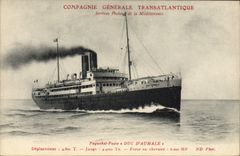VINTAGE POSTCARD Bateau General Company Transatlantic Steamer Posts Duke of Aumale