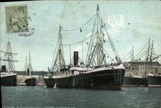 VINTAGE POSTCARD Marseilles Boat the Crimea Deck chair returning to the Tunisia port