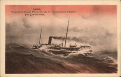 VINTAGE POSTCARD Bateau Abda Paquebot Posts French Company Package by heavy sea