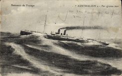 VINTAGE POSTCARD Australian Boat by heavy sea