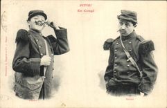 CPA Fantaisie Homme Soldat Militaria Pitou en conge 