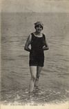 VINTAGE POSTCARD Fantasy Woman Bather Berck Beach Bathing suit