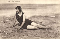 VINTAGE POSTCARD Fantasy Woman Bather Bathing suit