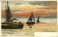 VINTAGE POSTCARD Fantasy Illustrator Ranot Heyst Boats of sin