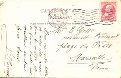 VINTAGE POSTCARD Fantasy Ranot Illustrator Malignant the bridge on Dyle Boat