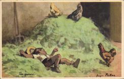 CPA Fantaisie Illustrateur Redon Poules