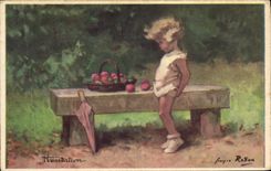 VINTAGE POSTCARD Fantasy Illustrator Redon Child