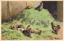 CPA Fantaisie Illustrateur Redon Poules