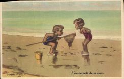 CPA Fantaisie Illustrateur Redon Enfants Les secrets de la mer