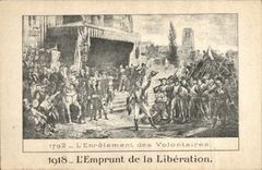 VINTAGE POSTCARD Militaria Enrolement of the volunteers Loan of the Release 1792 1918