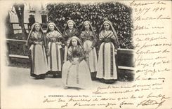 VINTAGE POSTCARD Coach the Pyrenees Costumes of the country