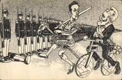 CPA Politique Satirique Alphonse XIII Espagne Loubet Velo Cycle 