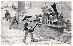 CPA Politique Satirique La serenade de l'Hidalho Alphonse XIII Loubet Espagne 