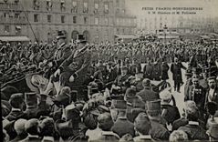 CPA Fetes Franco norvegiennes SM Haakon et M Failliers Norvege