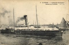 VINTAGE POSTCARD Boat Steamer Le Havre the Augustin Normand Boat of Trouville