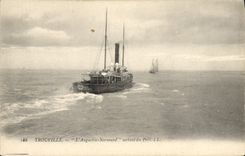 VINTAGE POSTCARD Trouville Boat the Augustin outgoing Normand of the port