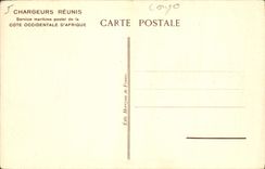 Decoración del elefante de la POSTAL de la VENDIMIA de una caja indígena cerca de Brazzaville Congo