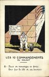 VINTAGE POSTCARD Militaria Fantasy 10 commands of the soldier Prison