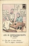 CPA Fantaisie Militaria Les 10 commandements du soldat Tes pere et mere cheriras