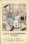 VINTAGE POSTCARD Fantaisie Militaria the 10 commands of the soldier Only one God you will adore