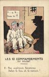 CPA Fantaisie Militaria Les 10 commandements du soldat Tes superieures honoreras