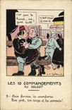 CPA Fantaisie Militaria Les 10 commandements du soldat Aux femmes tu sacrifieras