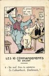 CPA Fantaisie Militaria Les 10 commandements du soldat Un seul Dieu tu adoreras