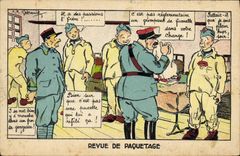 CPA Fantaisie Militaria Revue de paquetage