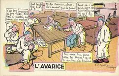 VINTAGE POSTCARD Militaria Fantasy avarice