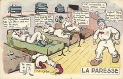 CPA Fantaisie Militaria La paresse
