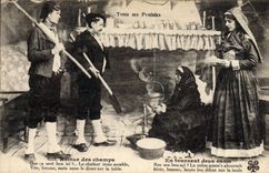 CPA Folklore Pyrenees Retour des champs 