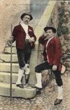 CPA Folklore Pyrenees Deux jeunes types 