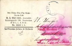 VINTAGE POSTCARD the princess Juliana de Hollande