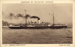 CPA Bateau Compagnie Fraissinet SS General Bonaparte Lignes de Corse Corsica