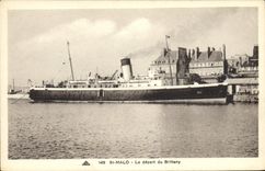 CPA Bateau St Malo Le depart du Britanny 